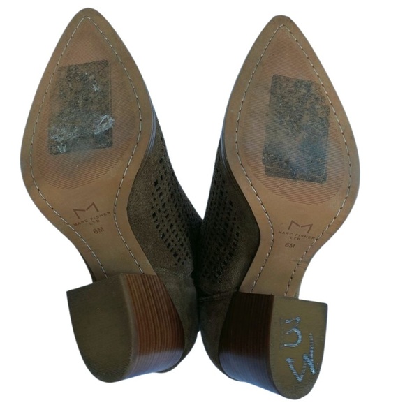 Marc Fisher, Arwen Perforated Pointed-toe Suede Bootie, Tan, Brown - Picture 8 of 10